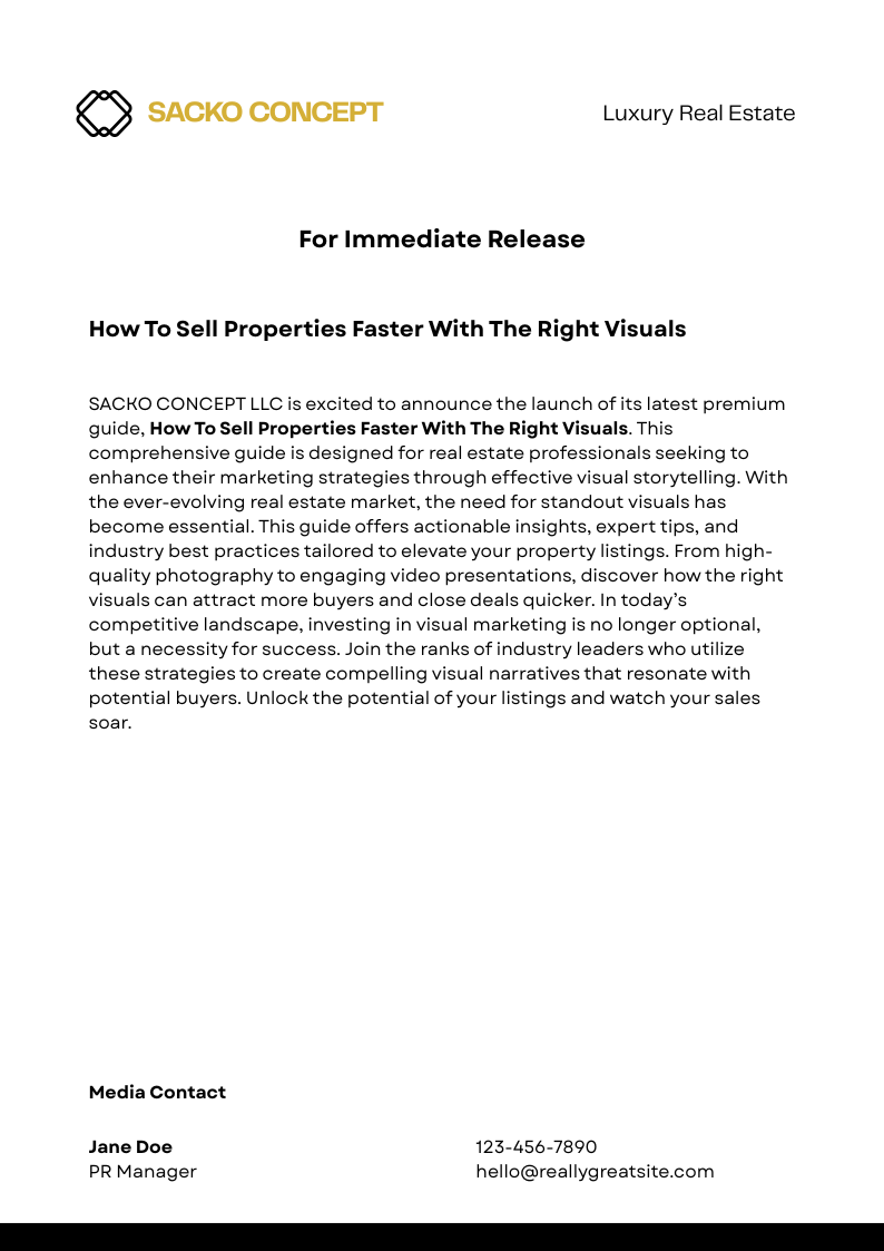 SACKO CONCEPT LLC - How To Sell Properties Faster PDF Guide Cover