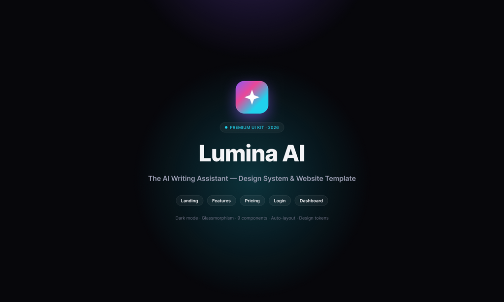Lumina AI — premium SaaS website UI kit and design system (Figma)