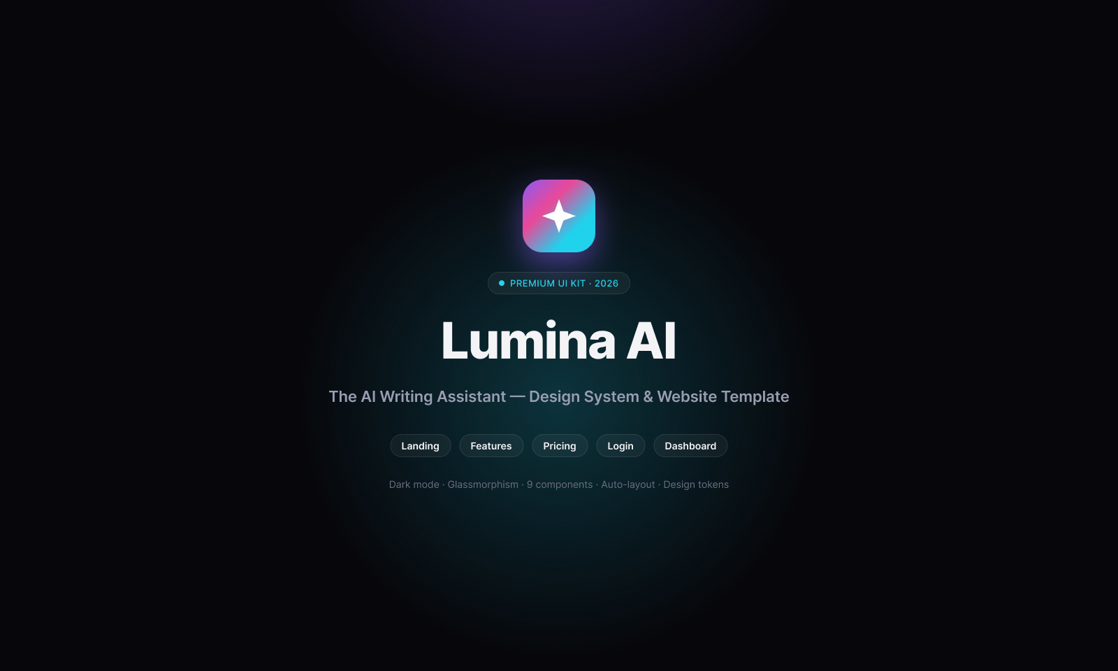 Lumina AI — premium SaaS website UI kit and design system (Figma)