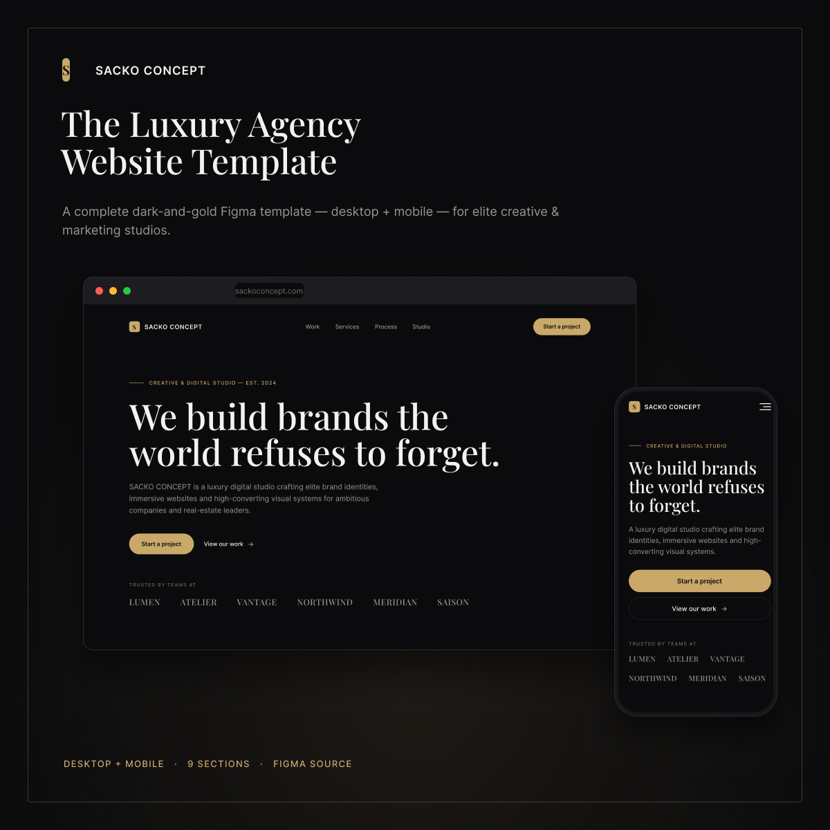 Luxury Agency Website Template — desktop and mobile preview
