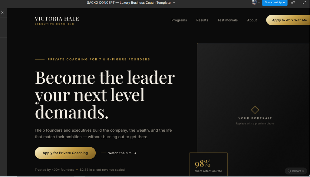 Luxury Coach — Premium Figma Website Template (Desktop + Mobile)