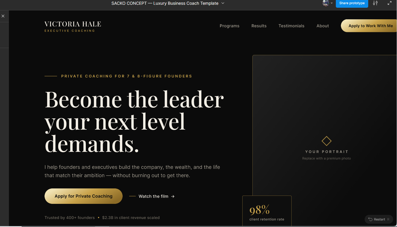 Luxury Coach — Premium Figma Website Template (Desktop + Mobile)