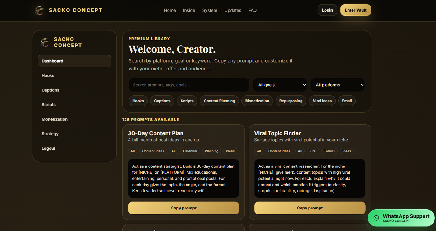 Content Creator Vault — 100+ AI Prompts for Content Creation