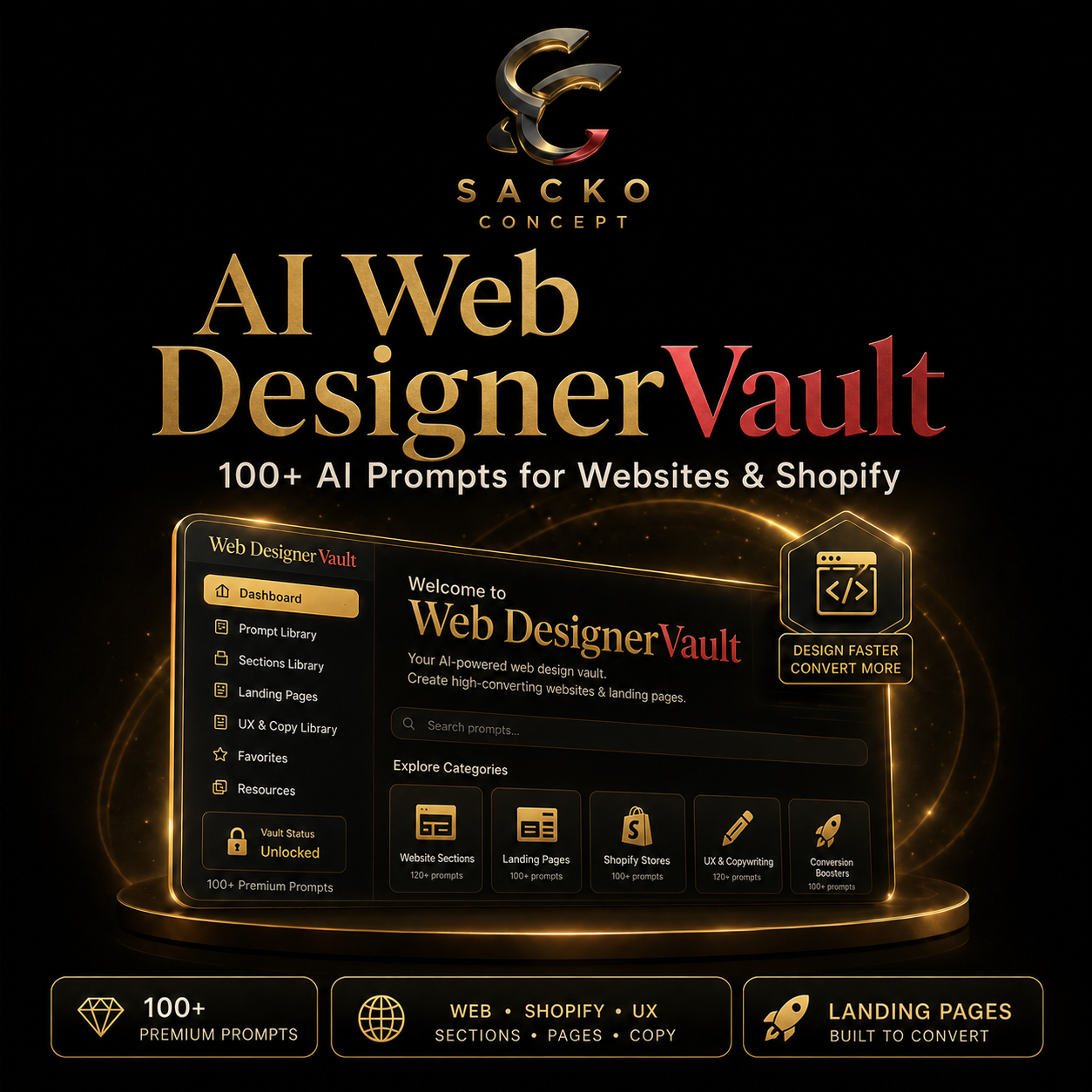 AI Web Designer Vault — 100+ AI Prompts for Websites & Shopify