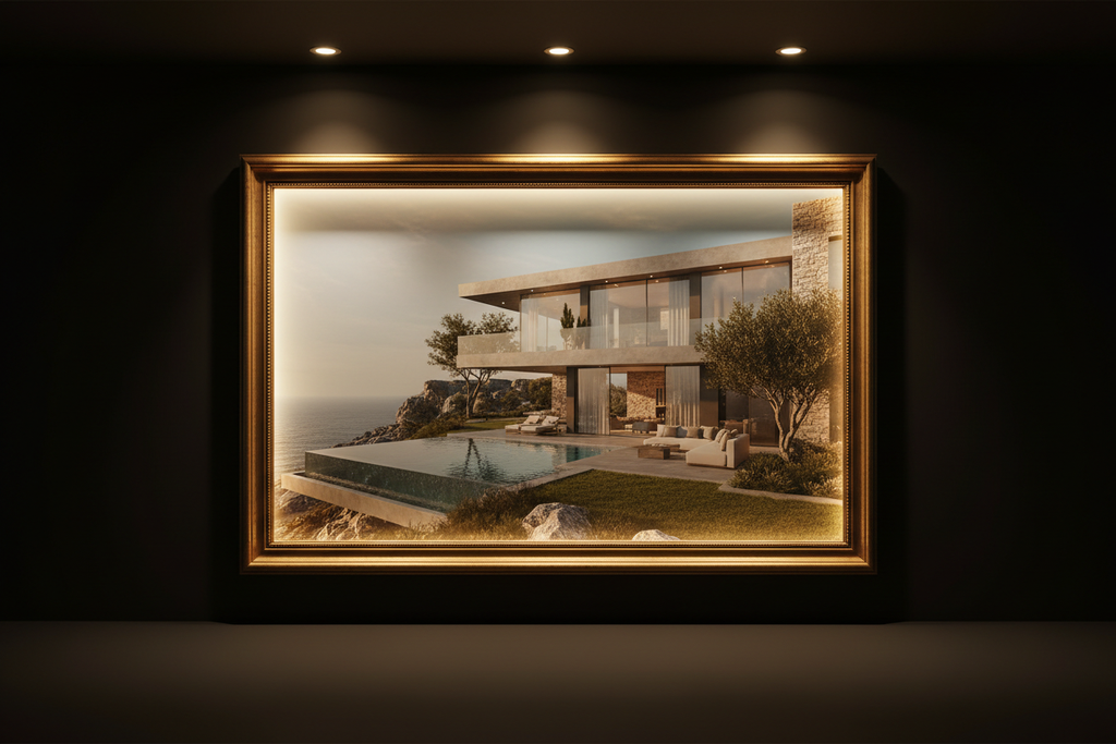 Rendus 3D Photoréalistes — Villa luxe éclairage doré