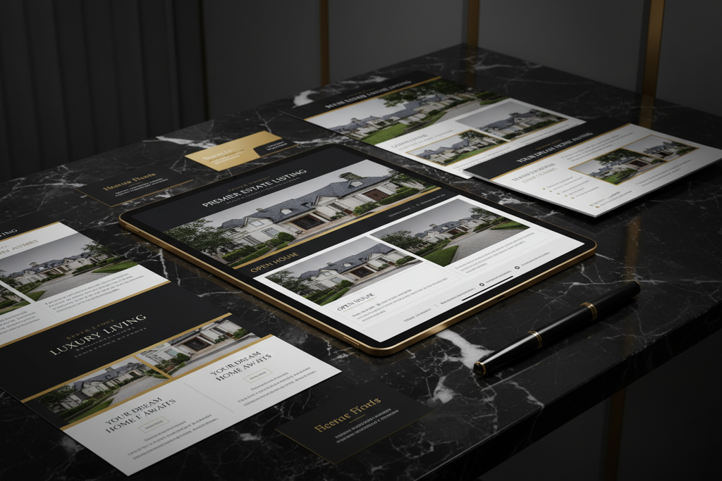Canva Templates Pack — iPad et brochures immobilier luxe