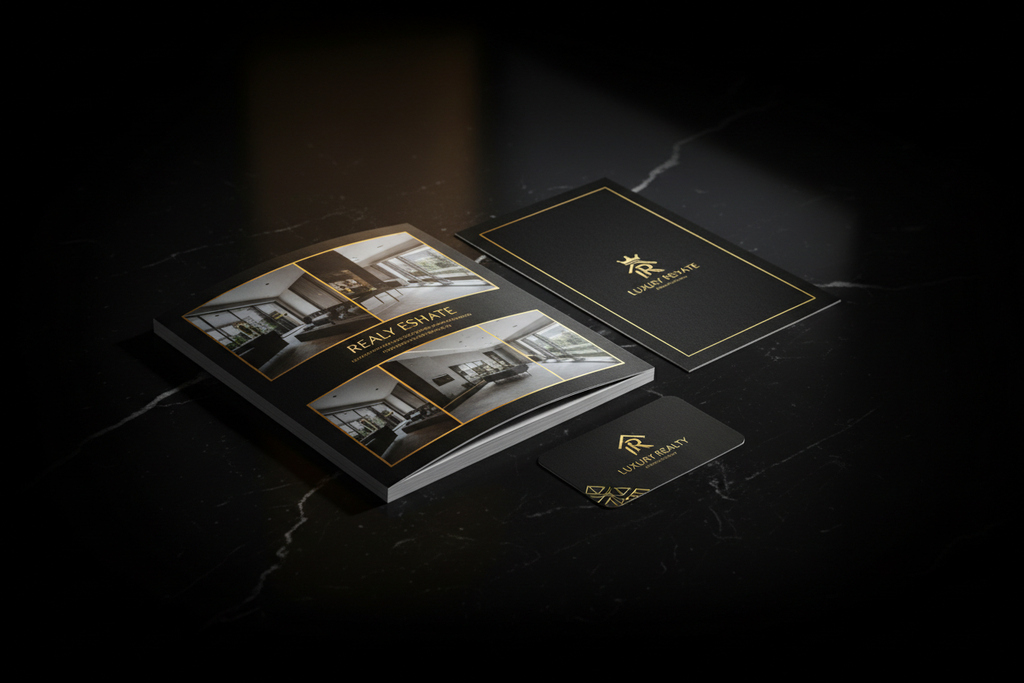 Print Marketing Premium — Brochures & Flyers luxe immobilier