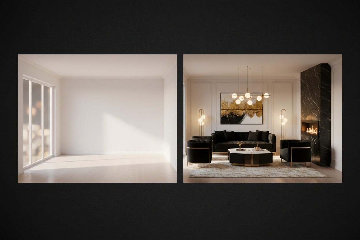 Virtual Staging — Avant après intérieur luxe