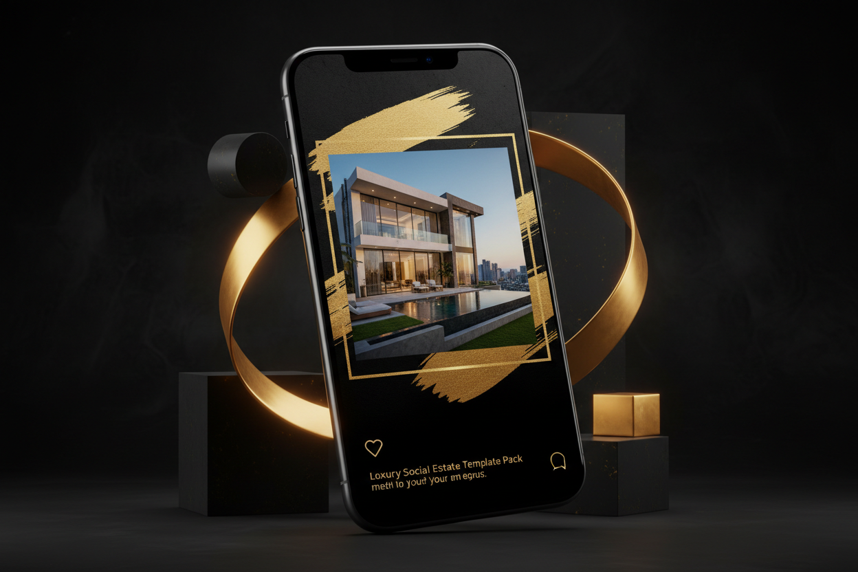 Instagram Pack Immobilier — iPhone mockup premium